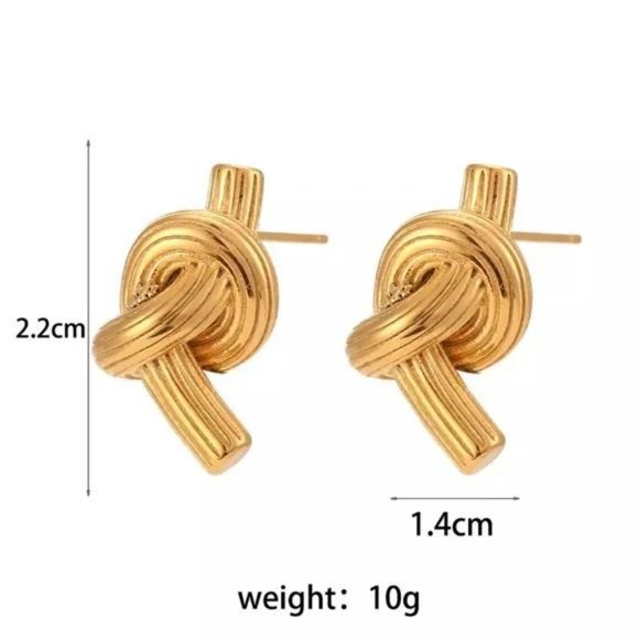 New 18K Gold Twisted Knot Stud Earring, NICE EARRINGS, CUTE EARRINGS - Picture 5 of 5